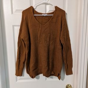 Polagram Burnt Orange Rust Maternity Soft Fuzzy Split Hem Sweater